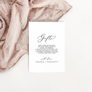 Delikate Black Calligraphy Wedding Geschenke Begleitkarte