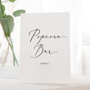 Delikate Black Calligraphy Wedding Popcorn Bar Sockelschild