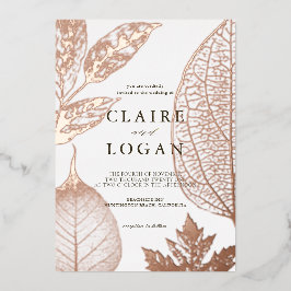 Delikate Blätter Hochzeit Folieneinladung