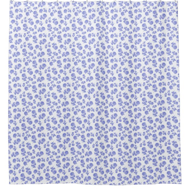 Delikate Blau-weiße Blume Duschbrause Duschvorhang (Vorderseite)