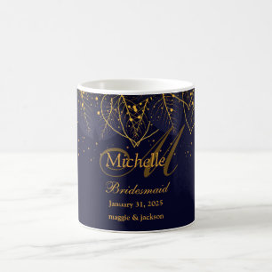 Delikate Blue and Gold Blätter Kaffeetasse