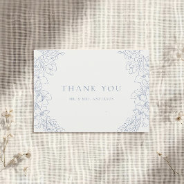 Delikate Blue Floral Wedding Dankeskarte