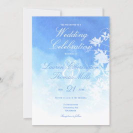 Delikate Blue Watercolor Hochzeit Einladung