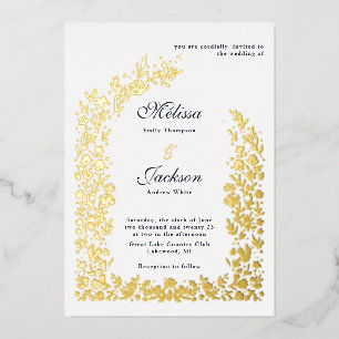Delikate Blume Arch Wedding Design Foil Einladung