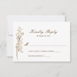Delikate Blume aus Gold RSVP Karte