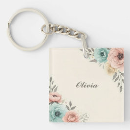 Delikate Blume der Wasserfarbe Schlüsselanhänger