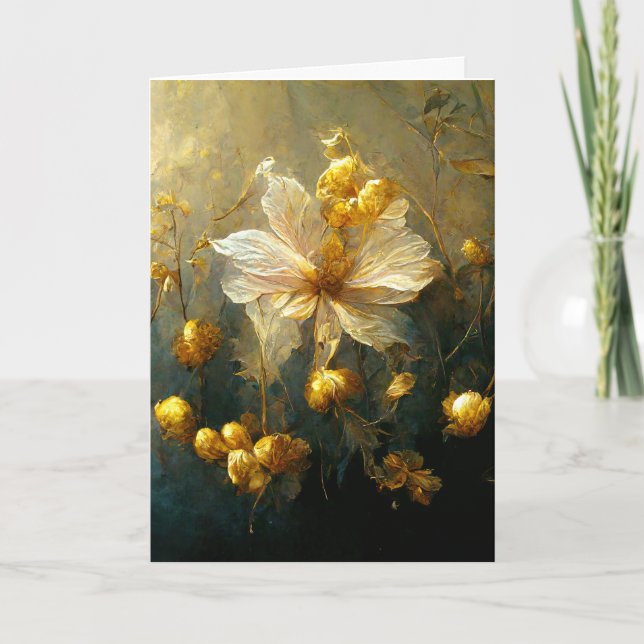 Delikate Blume im Golden Sunshine Grußkarte Karte (Vorderseite)