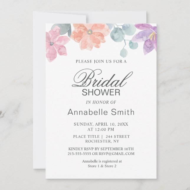 Delikate Blume im Wasser. Brautparty Einladung (Vorderseite)