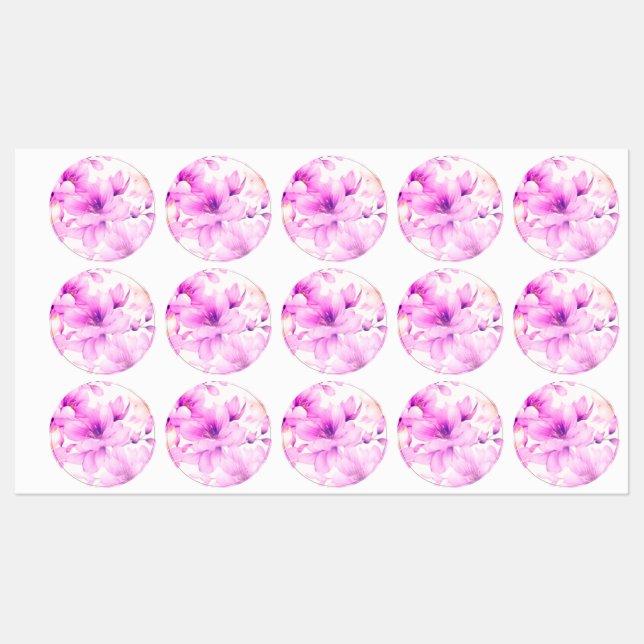 Delikate Blume in Aquarellfarbe Etiketten (Blatt)