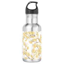 Delikate Blume in Gold und Weiß Edelstahlflasche