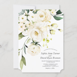 Delikate Blume mit weißem Wasser Hochzeit Einladung