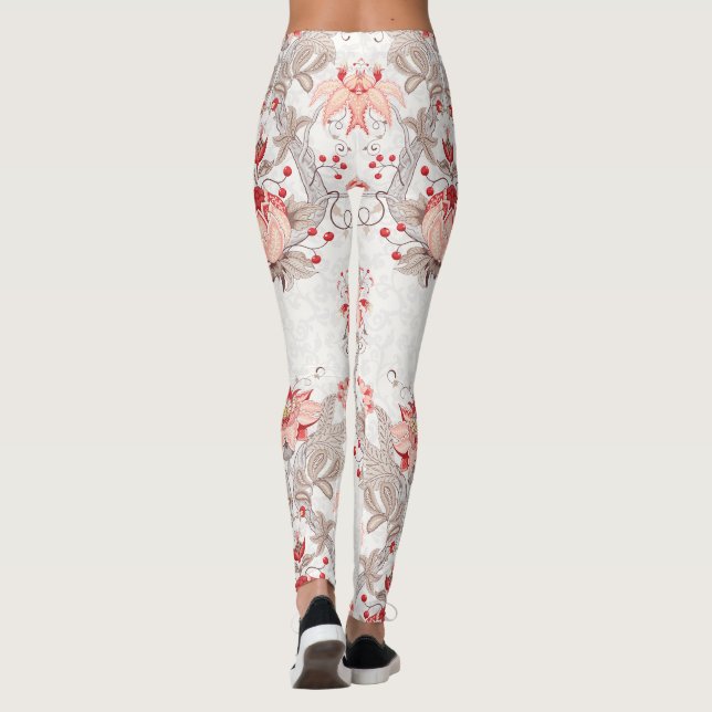 Delikate Blume nahtlose Muster Leggings (Rückseite)
