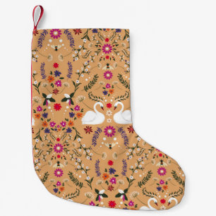 Delikate Blume, schwan Fantasie nahtlos. Kleiner Weihnachtsstrumpf