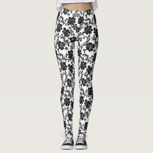 Delikate Blume Schwarzes Muster Leggings