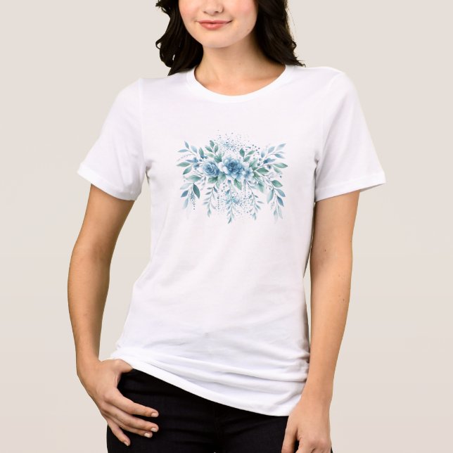 Delikate Blume Swag Soft Blue T - Shirt (Vorderseite)