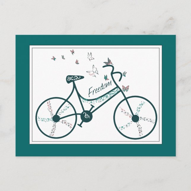 Delikate Blume und Freedom Bike Fans Postkarte (Vorderseite)