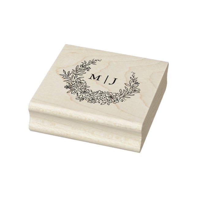 Delikate Blume Wreath-Initialen Gummistempel (Stempel)