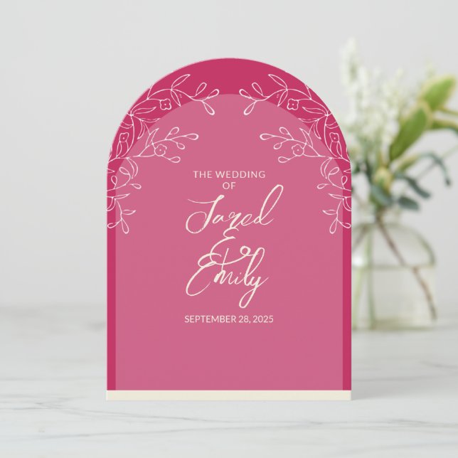 Delikate Blumenarchitektur Einladung zur Hochzeit (Stehend Vorderseite)
