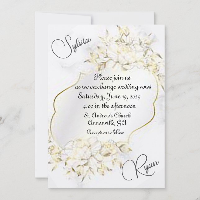 Delikate Blumenarrangements Einladung zur Hochzeit (Vorderseite)