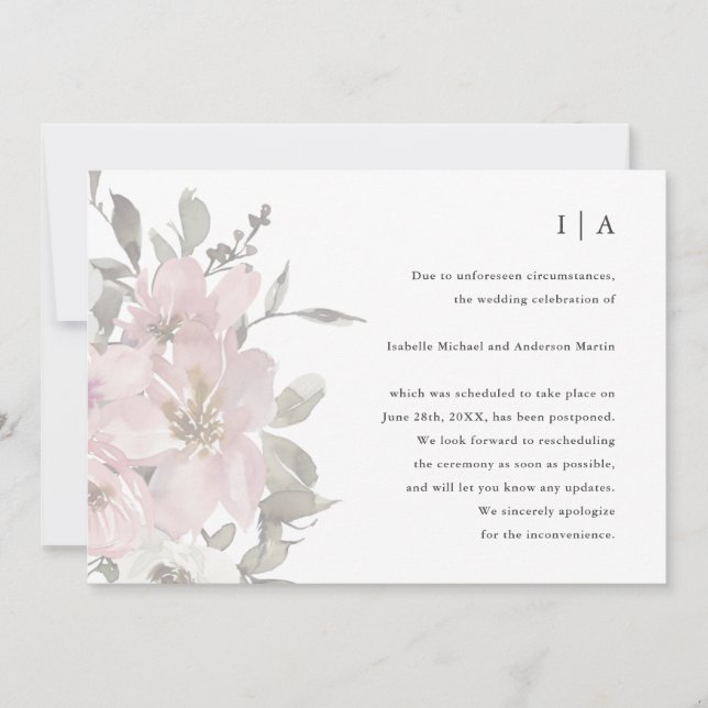 Delikate Blumenhochzeit Ankündigung (Vorderseite)