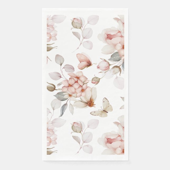 Delikate Blüten und Schmetterlinge Serviette (Vorderseite)
