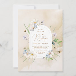 Delikate Blüten weiche Aquarelltaufe Einladung