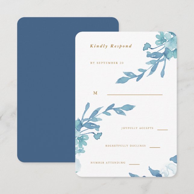 Delikate Blütenblume und Foliage Wedding Rsvp Karte (Vorne/Hinten)