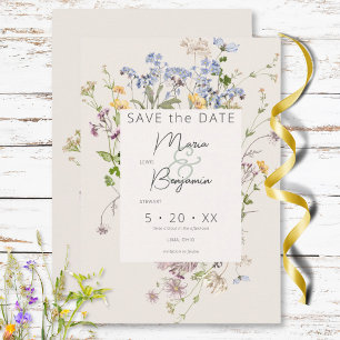 Delikate Boho Wildblumen Cream Wedding Save The Date