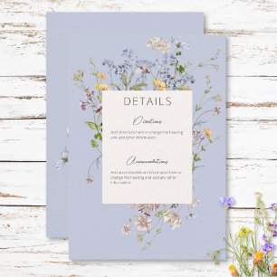 Delikate Boho Wildblumen Periwinkle Details Begleitkarte