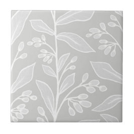 Delikate Botanische Reverie L2 Weiße große Pflanze Fliese