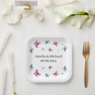 Delikate Butterfly-Hochzeit Pappteller
