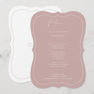 Delikate Classic Dusty Rose Calligraphy Wedding Menükarte