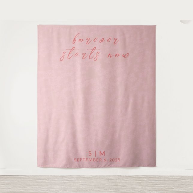 Delikate Coral Wedding Foto Backdrop Tapestation Wandteppich (Vorderseite)