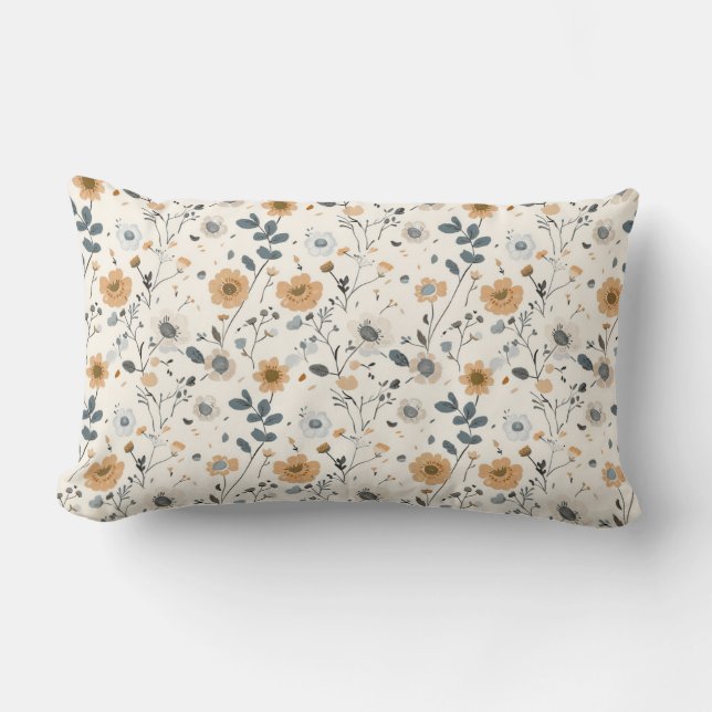 Delikate Creme Florals Lendenkissen (Vorderseite)