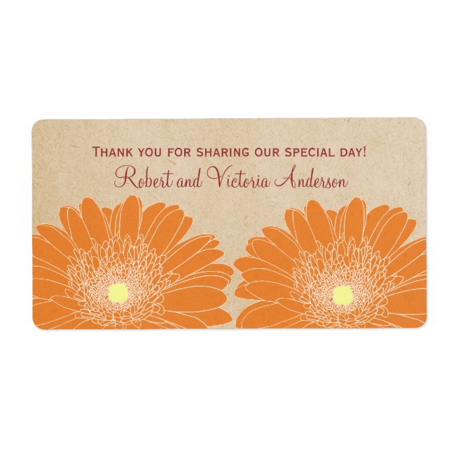 Delikate Daisies Wedding Labels, Orange (Vorne)