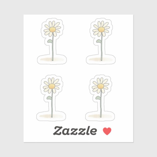 Delikate Daisy Illustration - Einfache süße Blume Aufkleber (Blatt)
