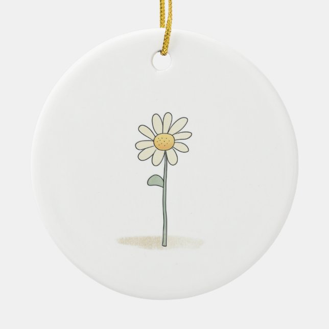 Delikate Daisy Illustration - Einfache süße Blume Keramik Ornament (Vorne)