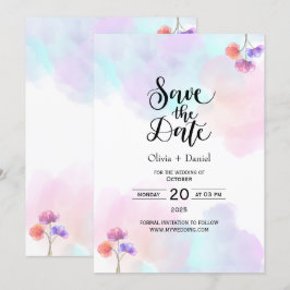 Delikate Einladungen für Hochzeiten in Rosa und Bl