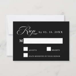 Delikate Elegant Wedding Black RSVP Card Karte