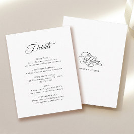 Delikate Elegante Hochzeit Schwarz & Weiß Details Begleitkarte