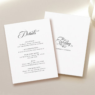 Delikate Elegante Hochzeit Schwarz & Weiß Details Begleitkarte