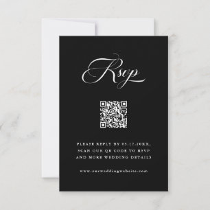 Delikate Elegante Script Wedding Black RSVP Karte