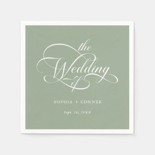 Delikate, elegante Script Wedding Sage Green Serviette