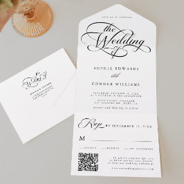 Delikate, elegante Skripte für die Hochzeit von Sc All In One Einladung