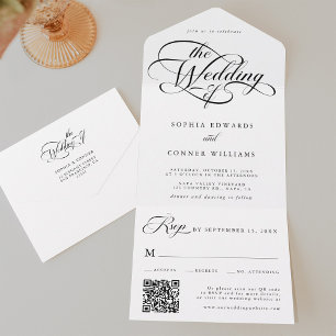Delikate, elegante Skripte für die Hochzeit von Sc All In One Einladung