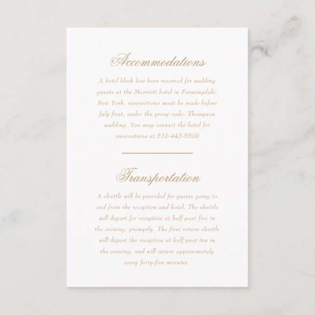 Delikate Elfenbein- und Gold-Script-Hochzeitsricht Begleitkarte (Vorderseite)