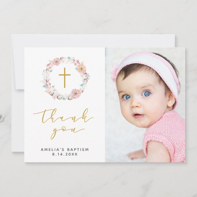 Delikate Floral & Cotton Vielen Dank Dankeskarte (Vorderseite)