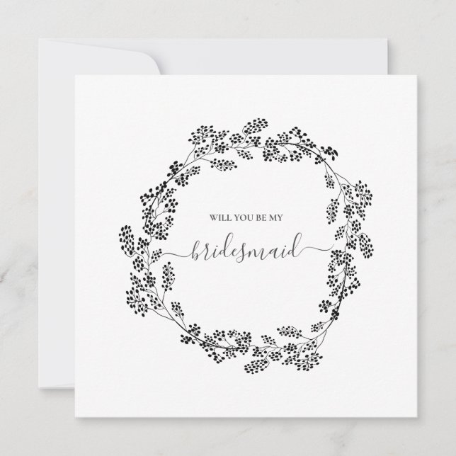 Delikate florale Moderne Brautjungfrau Hochzeit Einladung (Vorderseite)