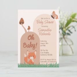 Delikate Forest Themed Fox Babydusche Einladung