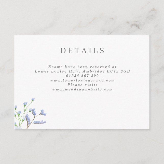Delikate Französisch Blue Regency Wedding Enclosur Begleitkarte (Vorderseite)